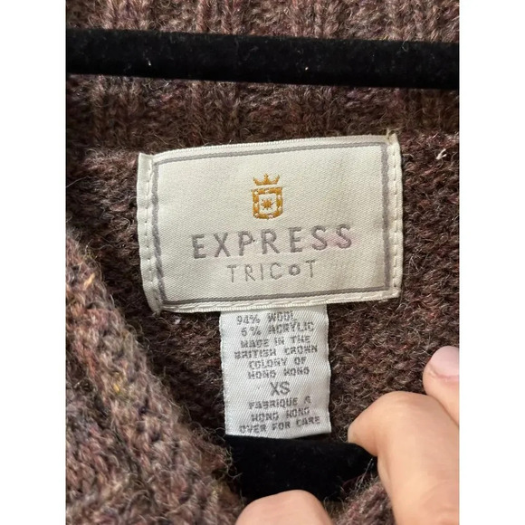 Vintage Express Tricot Wool Blend chunky knit floral brown Sweater Size XS - Picture 4 of 7
